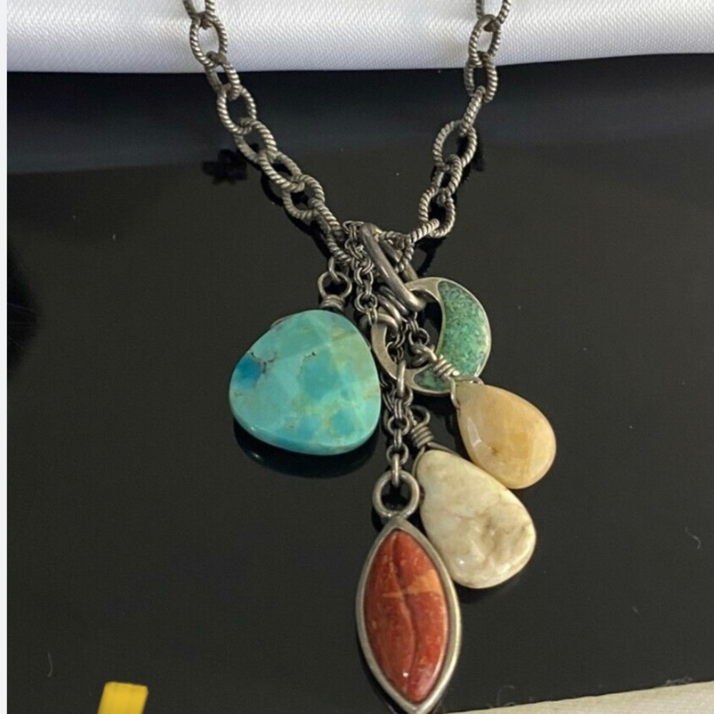 SILPADA Sterling Silver Turquoise Sponge Coral Agate Riverstone